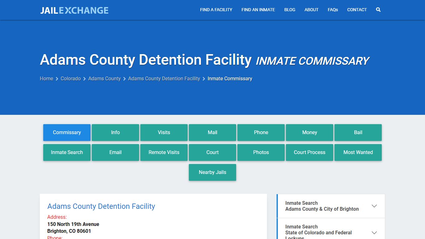 Adams County Detention Facility Inmate Commissary - Jail Exchange